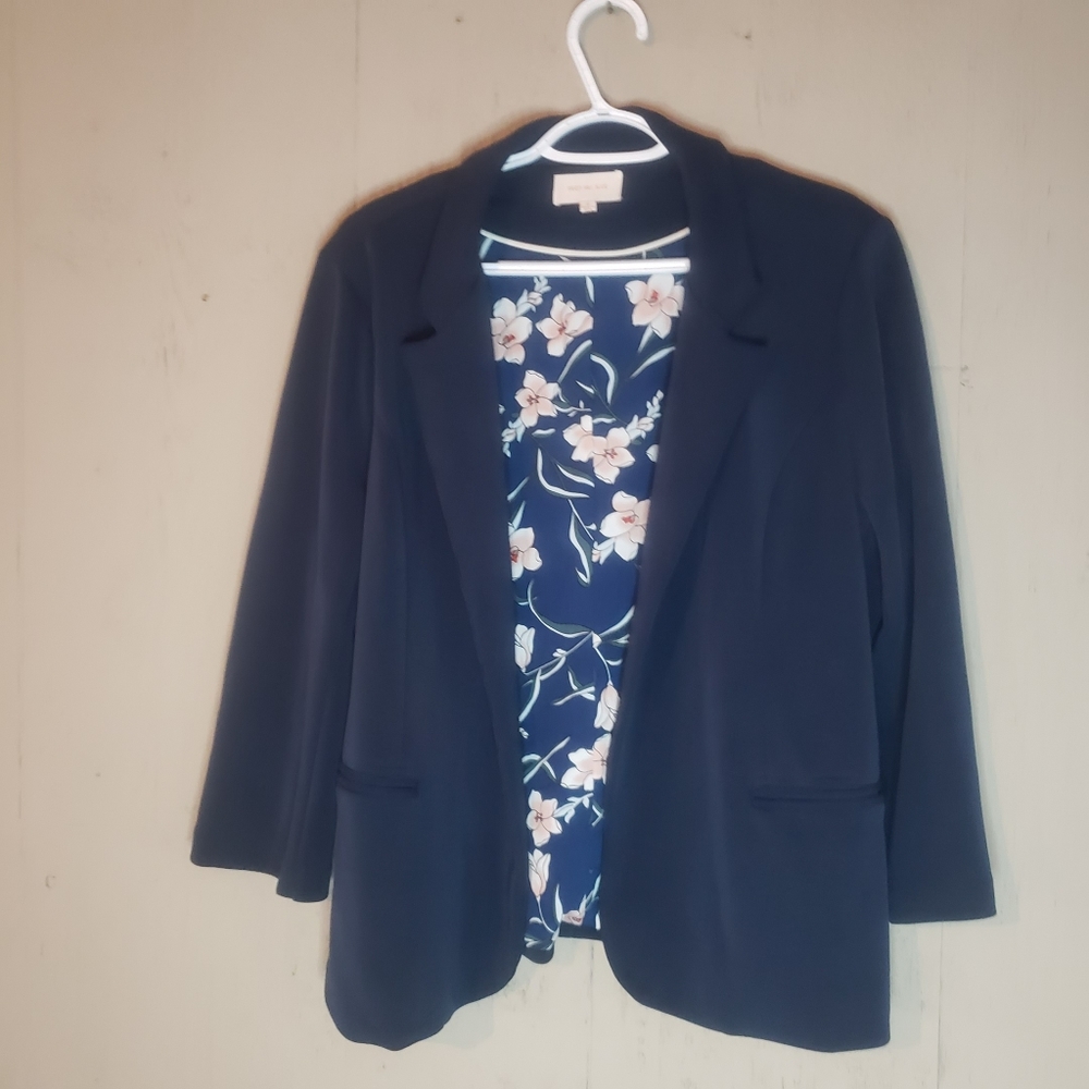 Skies Are Blue Floral Open Front Blazer Size XL